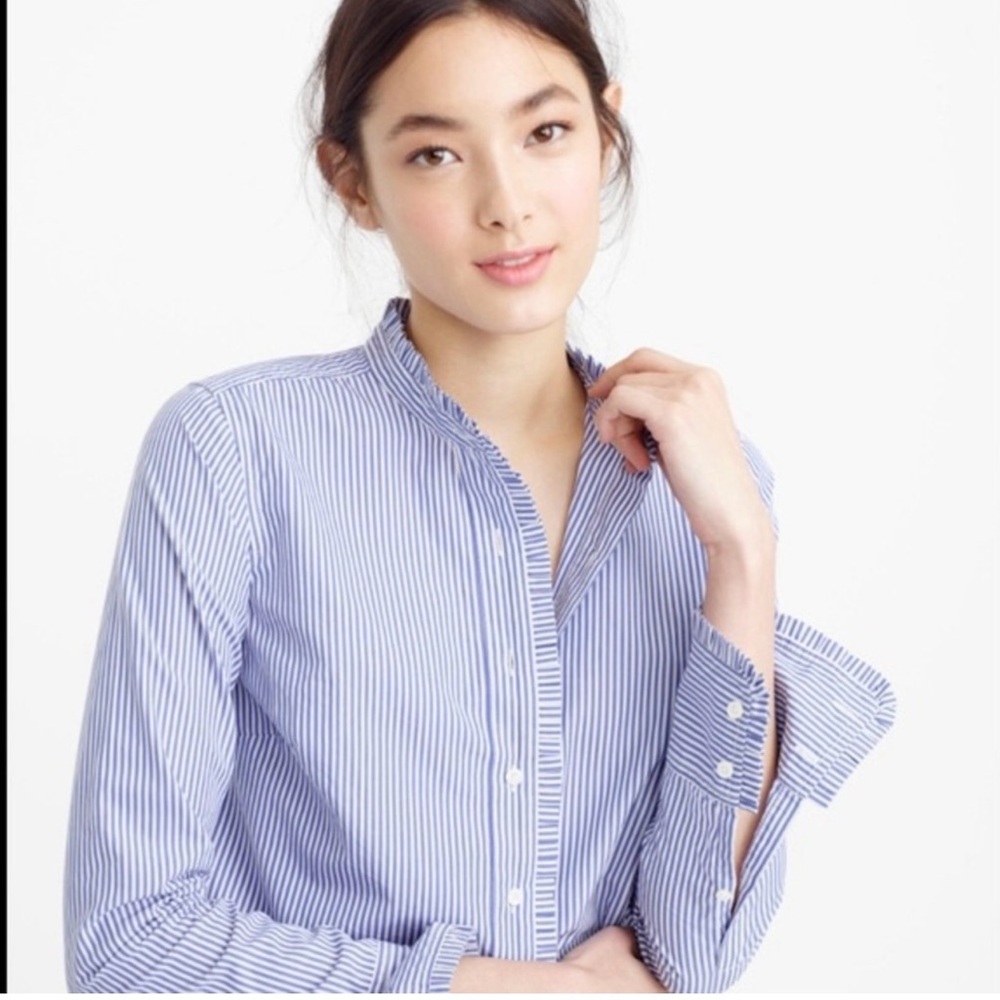 J. Crew Navy Striped Casual Button-Down Shirt - Picture 2 of 8